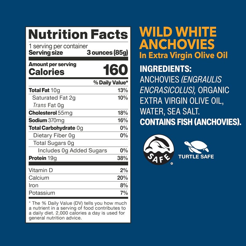 Wild Planet Wild White Anchovies in Extra Virgin Olive Oil - 12 Pack - Image 2